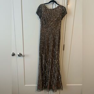 Adrianna Papell Sequin Embellished Brown Maxi Dress